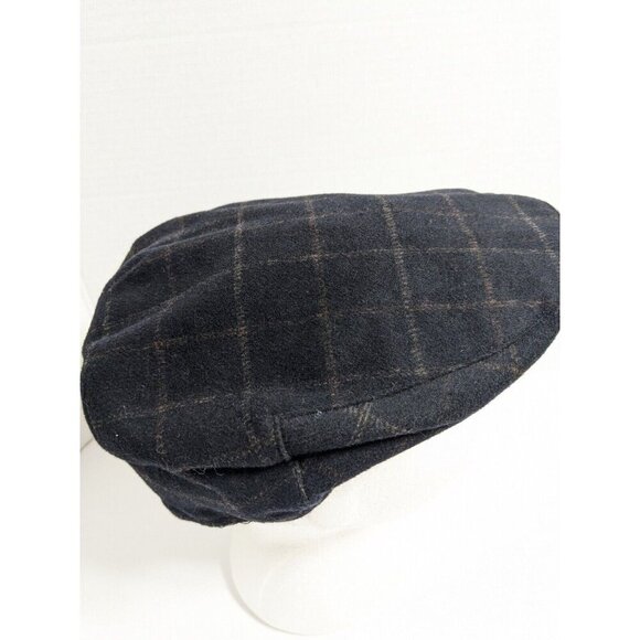 Country Gentleman Wool Blend Newsboy Cap Hat Medium Dark Gray Plaid Fitted - Picture 5 of 7